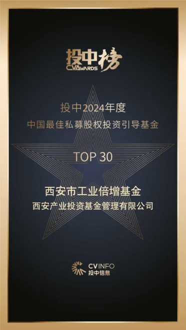 奮楫爭先，載譽前行⑤ || 西安市工業(yè)倍增引導(dǎo)基金榮登投中2024年度中國最佳私募股權(quán)投資引導(dǎo)基金TOP30榜單